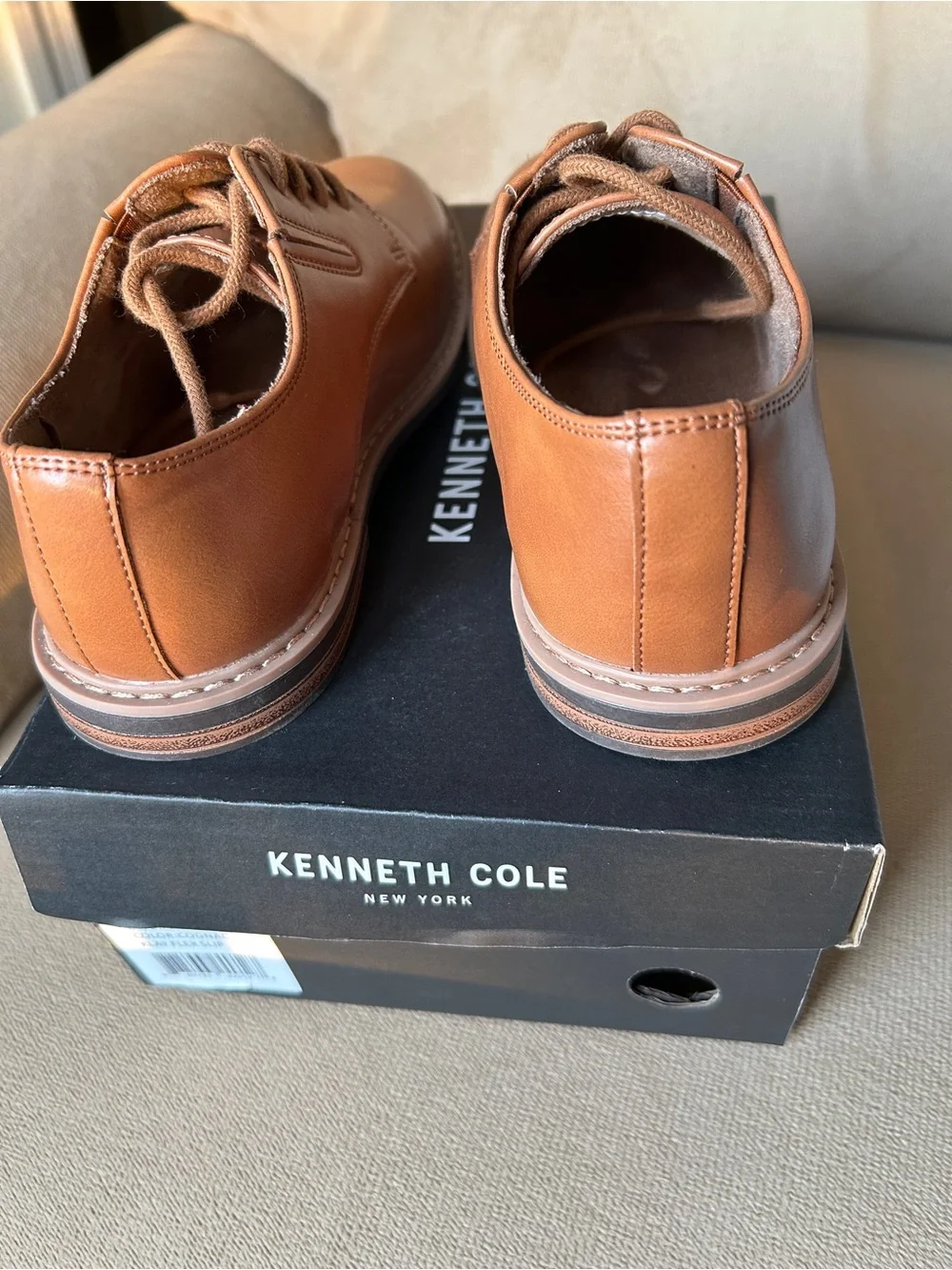 Boy’s Casual Lace-Up Leather Shoes - Tan by Kenneth Cole Size 2